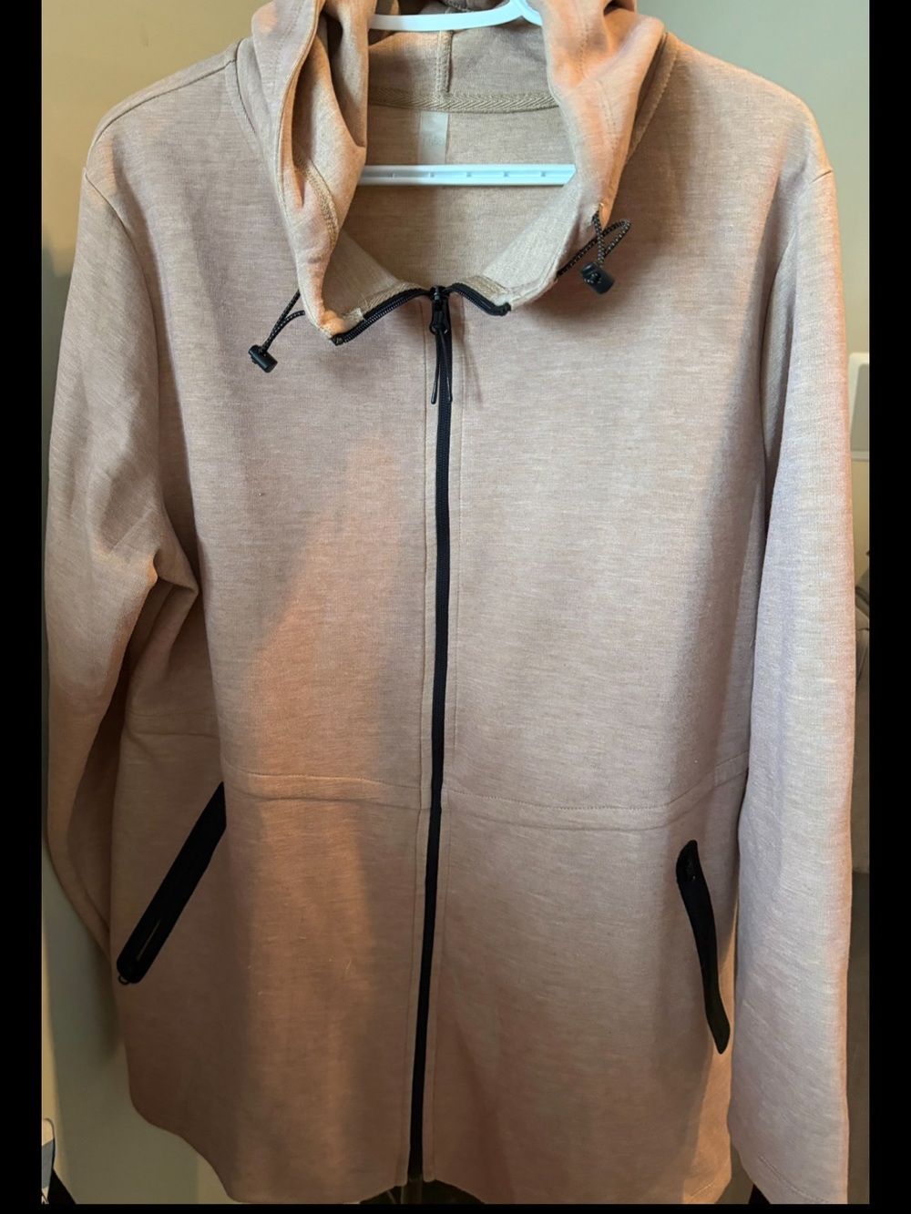 Everyday Zip-Front Hoodie Sweater in Light Tan - Picture 2 of 3